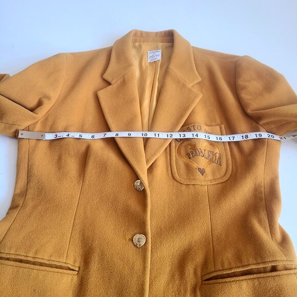 Vintage 1992 Cento x Cento by Iceberg virgin wool made in Italy yellow blazer. - Picture 7 of 16